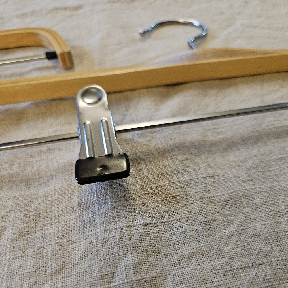 Elegant Wooden Pant Hanger Set - Natural Finish 5 Piece - Picture 2 of 4